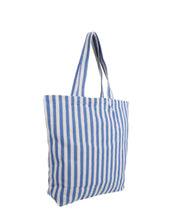 Laden Sie das Bild in den Galerie-Viewer, Baumwollbeutel Natur mit kornblauen Streifen von Kado Design.
