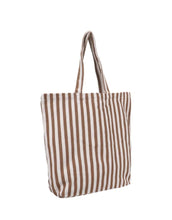 Laden Sie das Bild in den Galerie-Viewer, Baumwollbeutel Natur mit dunkelbraunen Streifen von Kado Design.