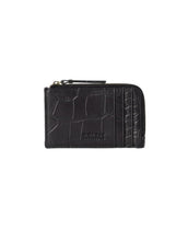 Laden Sie das Bild in den Galerie-Viewer, O MY BAG Lola Coin Purse Croco Black – kleine Geldbörse mit Croco-Prägung, Kartenfächern und Reißverschluss.