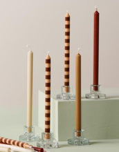 Laden Sie das Bild in den Galerie-Viewer, Kerze ø 1,3cm H20cm Gestreift I Dunkelbraun / Hellbraun
