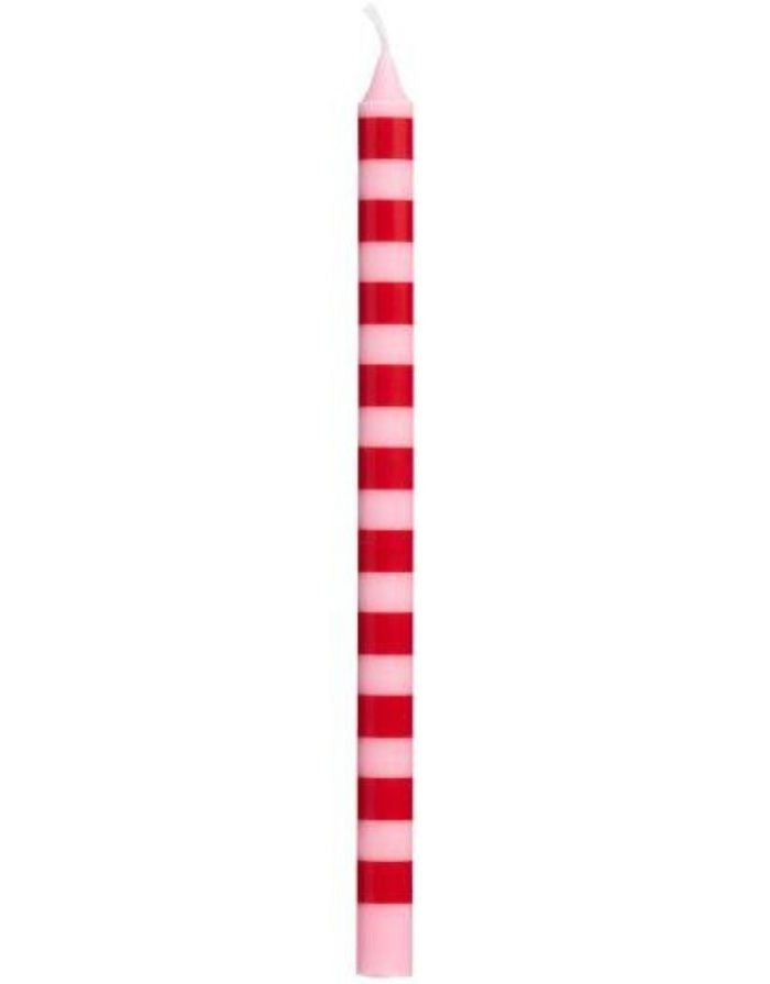 Kerze ø 1,3cm H20cm Gestreift I Rot/Rosa – nordlykk