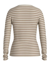 Laden Sie das Bild in den Galerie-Viewer, VILA Shirt Viameline O-Neck in Birch/Toasted Coconut, geripptes Basic mit O-Ausschnitt.