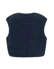 Laden Sie das Bild in den Galerie-Viewer, Nordlykk Teddyweste für Damen in Navy Blue, ärmellose Weste aus Polyester mit Fronttaschen und minimalistischer Passform