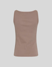 Laden Sie das Bild in den Galerie-Viewer, MSCH Copenhagen Top Gubbe Rasmia Mountain Trail in Braun als ärmelloses Rippstrick-Top.