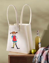 Laden Sie das Bild in den Galerie-Viewer, Pippi Langstrumpf Beutel aus Filz-ähnlichem recyceltem Material, 40 x 40 cm, mit Pippi-Motiv, ideal für Alltag und Einkäufe