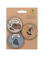 Laden Sie das Bild in den Galerie-Viewer, LÄSSIG Patches 3er Set Happy Prints aus 100 % Polyester mit Pferd- und Vogel-Motiv, zum Befestigen an Rucksäcken und Taschen mit Druckknopf.