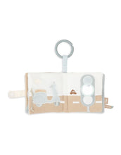 Laden Sie das Bild in den Galerie-Viewer, Jollein Activity Stoffbuch „On The Go“ – weiches Stoffbuch in Sea Green und Cloud Blue mit Knisterelementen, Schnüren, Spiegeln und Schlüsselanhänger, CE-zertifiziert.