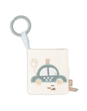 Laden Sie das Bild in den Galerie-Viewer, Jollein Activity Stoffbuch „On The Go“ – weiches Stoffbuch in Sea Green und Cloud Blue mit Knisterelementen, Schnüren, Spiegeln und Schlüsselanhänger, CE-zertifiziert.