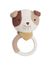 Laden Sie das Bild in den Galerie-Viewer, Jollein Beißring „Hund Mick“ – weicher Silikon-Beißring mit gestricktem Hundekopf, CE-zertifiziert, lindert Zahnungsschmerzen.