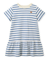 Laden Sie das Bild in den Galerie-Viewer, Gestreiftes Bio-Baumwoll-Kleid MADDEN mit Rüschensaum von Liewood