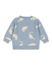 Laden Sie das Bild in den Galerie-Viewer, Konges Sløjd Pullover Lapis in Dino Mist aus 100 % Bio-Baumwolle mit breiten Rippsäumen und entspannter Passform.