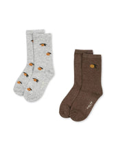 Laden Sie das Bild in den Galerie-Viewer, Zwei Paar cremefarbene Kinder-Socken mit Lemon-Print und Rippenbündchen von Konges Sløjd.