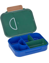 Laden Sie das Bild in den Galerie-Viewer, LÄSSIG Bento Kinder Brotdose Little Gang in Grün mit Regenbogen-Motiv, Innenaufteilung mit Trenner und Dipfach, aus BPA-freiem Polypropylen, spülmaschinengeeignet.