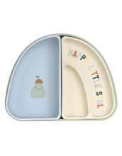 Laden Sie das Bild in den Galerie-Viewer, LÄSSIG Menüteller Kinder Silikon 3er Set Happy Fruits Lemon, Regenbogenform, BPA-frei, stapelbar, bruchfest, spülmaschinen- und mikrowellengeeignet.