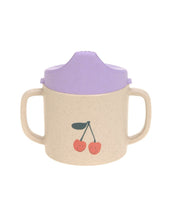 Laden Sie das Bild in den Galerie-Viewer, Mehrfarbiger Trinklernbecher mit Kirschmotiv, BPA-frei, mit Griffen und Antitropf-Ventil, spülmaschinen- und mikrowellengeeignet, für Babys ab 6 Monaten.