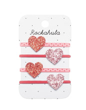 Laden Sie das Bild in den Galerie-Viewer, Haargummi 4er-Set I Love Heart Glitter