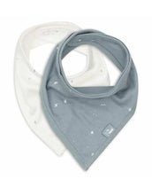 Laden Sie das Bild in den Galerie-Viewer, Jollein Lätzchen Bandana 2er Set „Twinkling“ Sea Green – weiche Musselin-Baumwolle, OEKO-TEX zertifiziert, verstellbare Druckknöpfe, sanfter Sternenprint.