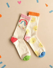 Laden Sie das Bild in den Galerie-Viewer, Kinder Socken 2er-Set mit Sonnen- und Regenbogenmotiv von Rockahula Kids aus Bio-Baumwolle