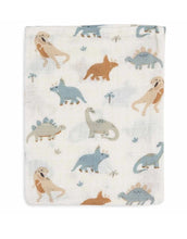 Laden Sie das Bild in den Galerie-Viewer, Jollein Waschlappen Musselin 3er Set „Roarsome“ – weiche hydrophile Baumwoll-Waschlappen mit Dinosaurier-Print, OEKO-TEX zertifiziert, ideal für empfindliche Babyhaut.