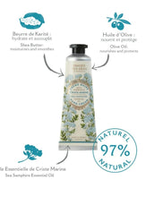 Laden Sie das Bild in den Galerie-Viewer, Belebender Meerfenchel Handcreme 30 ml von Panier Des Sens im handlichen Mini-Format. Die Handcreme pflegt die Hände intensiv mit Sheabutter, Olivenöl und ätherischem Meerfenchelöl, spendet Feuchtigkeit, macht die Haut geschmeidig und hinterlässt einen frischen, maritimen Duft. Verpackung wiederverwertbar, veganfreundlich, hergestellt in Frankreich.