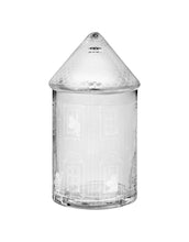 Laden Sie das Bild in den Galerie-Viewer, Moominhouse Glas-Aufbewahrung von Muurla – blaues rundes Muminhaus aus Glas, Ø 9 cm, Höhe 18,5 cm.