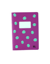 Laden Sie das Bild in den Galerie-Viewer, Notizheft kariert I Brombeer/Smilies Mint