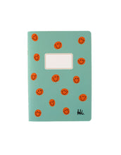 Laden Sie das Bild in den Galerie-Viewer, Notizheft kariert I Mint/Smilies Orange