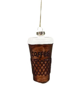 Laden Sie das Bild in den Galerie-Viewer, Weihnachtsanhänger Coffee von Det Gamle Apotek – festliche Dekoration aus glass in braun.