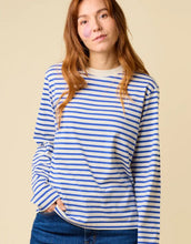 Laden Sie das Bild in den Galerie-Viewer, Langarmshirt Gestreift I Königsblau/Off-White