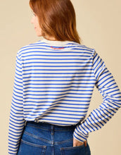 Laden Sie das Bild in den Galerie-Viewer, Langarmshirt Gestreift I Königsblau/Off-White