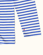 Laden Sie das Bild in den Galerie-Viewer, Langarmshirt Gestreift I Königsblau/Off-White