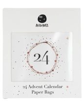 Laden Sie das Bild in den Galerie-Viewer, Adventskalendertüten 24er-Set I Zahlen Weiß/Roségold