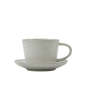 Laden Sie das Bild in den Galerie-Viewer, Kaffeetasse mit Untertasse Pion I Grau/Weiß