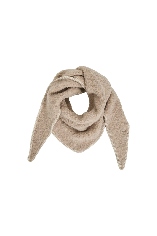 Gestrickter VILA Schal Vikoralie Knit in Natural Melange aus weichem Materialmix mit recyceltem Polyester und Wolle.