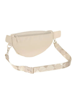 Leckerlibeutel Emma in Creme – vielseitige Bauchtasche für Hundebesitzer:innen mit Leckerlifach, Kotbeutelspender und Reißverschlussfach. Wasserabweisend, pflegeleicht und nachhaltig gefertigt aus recyceltem Polyester.