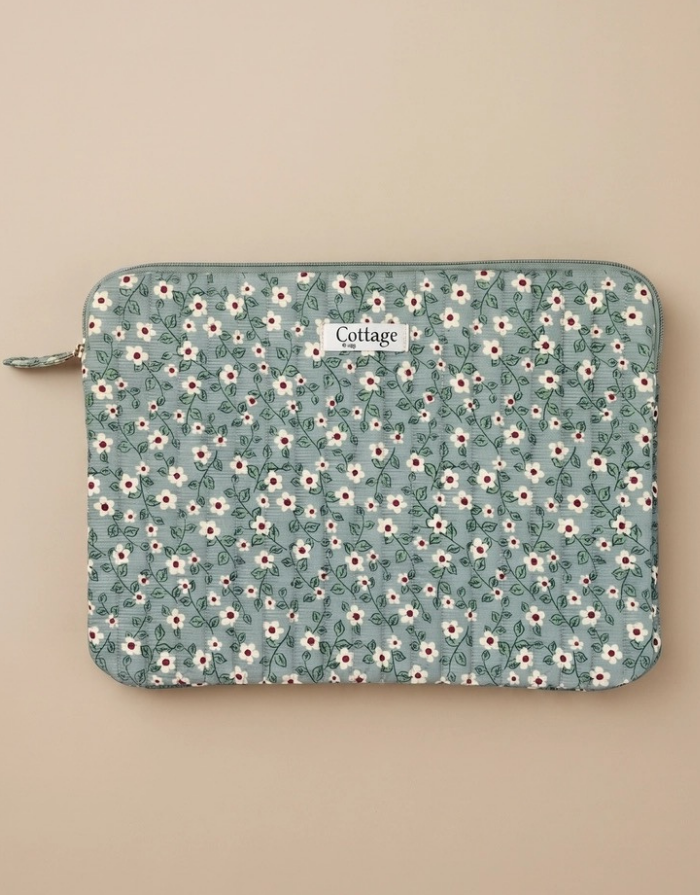 Royal Marais Laptoptasche in Petite Blanche Vert aus Baumwolle für MacBook Air 13 Zoll