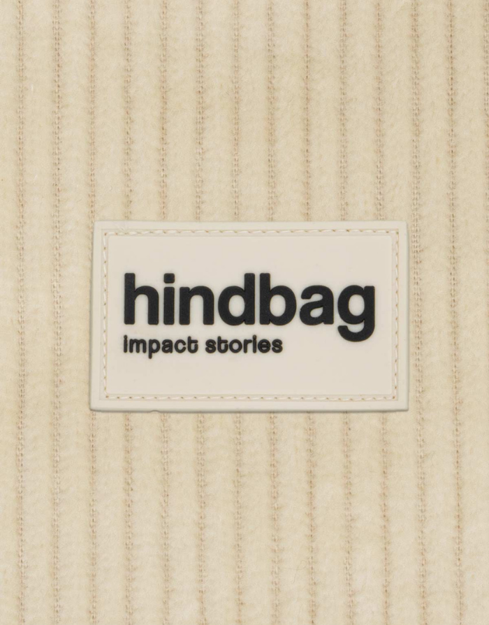 Hindbag Schlüsselanhänger Côme in beigem Cord mit Reißverschlussfach und silberfarbenem Schlüsselring