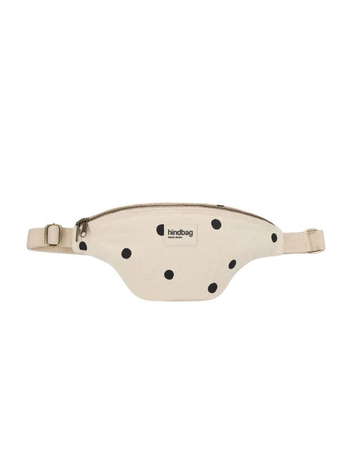 Hindbag Fanny Pack Olivia Punkte Ecru mit gepunktetem Muster und verstellbarem Gurt.