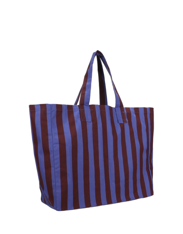 Beachbag mit Streifen I Cornflower & Dark Rose