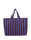 Beachbag mit Streifen I Cornflower & Dark Rose