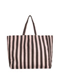 Beachbag mit Streifen I Puderrosa & Schokolade