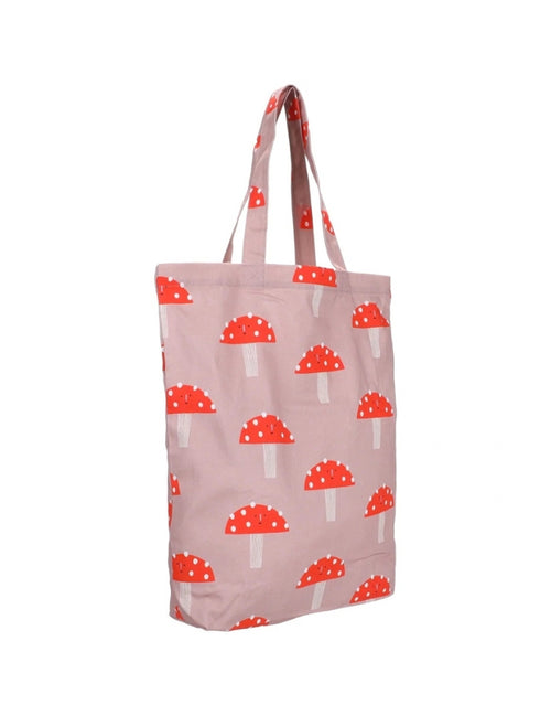 Baumwollbeutel Mushroom von Kado Design mit freundlichen Fliegenpilzen im herbstlichen Design als Freisteller von der Seite