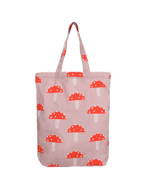 Baumwollbeutel Mushroom von Kado Design mit freundlichen Fliegenpilzen im herbstlichen Design als Freisteller von vorne