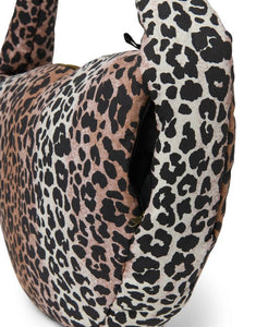 Studio Noos Cross Body Umhängetasche Soft Cotton Leopard – leichte Schultertasche aus 100 % Baumwolle, gepolstert im Leopardenmuster Schwarz/Beige, geräumig und bequem, Maße 39x20x11 cm.