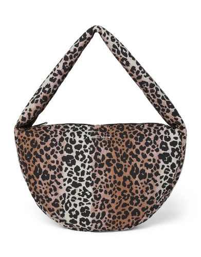Studio Noos Cross Body Umhängetasche Soft Cotton Leopard – leichte Schultertasche aus 100 % Baumwolle, gepolstert im Leopardenmuster Schwarz/Beige, geräumig und bequem, Maße 39x20x11 cm.