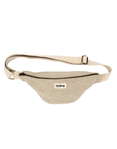 Fanny Pack Olivia von Hindbag in der Farbe Jute – Gürteltasche aus GOTS-zertifiziertem Bio-Cord mit Doppelreißverschluss und verstellbarem Schultergurt