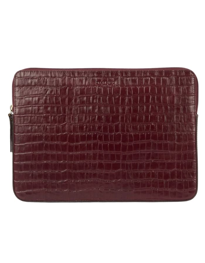  O MY BAG Laptophülle Croco Cherry Red – elegante Laptop Sleeve für 13”/14” mit Croco-Prägung und Innenriemen.