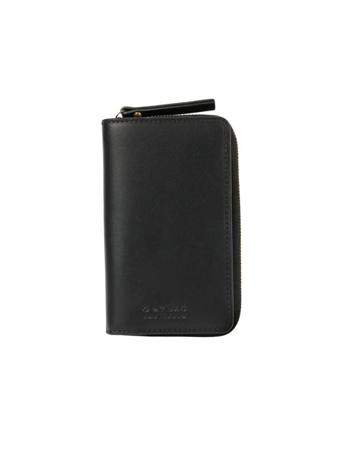 O MY BAG Jett Wallet Classic Leather Black – elegantes Portemonnaie mit Kartenfächern, Münzfach und Druckknopf.