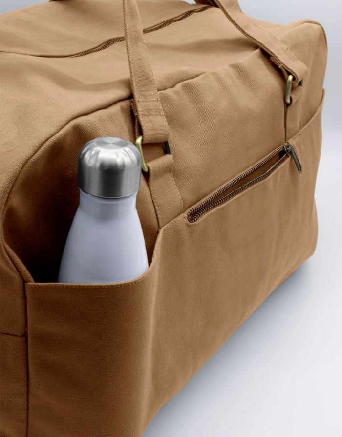 Hindbag Reisetasche Yves XL aus Bio-Baumwolle in Zimt, verstellbarer Schultergurt, Reißverschluss, nachhaltiges Material.