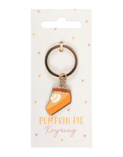 Kürbiskuchen-Schlüsselanhänger von Something Different im verspielten Pumpkin-Pie-Design als herbstliches Accessoire für Schlüssel und Taschen als Freisteller